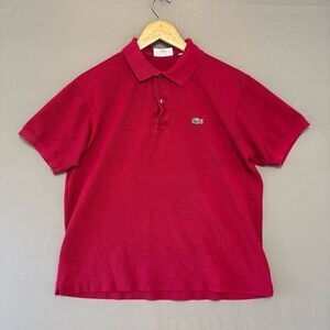 Lacoste Red Short Sleeve Polo Shirt Size Large Classic Fit 100% Cotton
